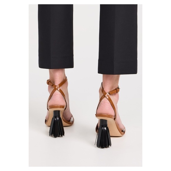 JW ANDERSON Tassel Heel Sandals Brown Black Leather Ankle Strap 38.5 EU 8.5 US - Picture 3 of 14